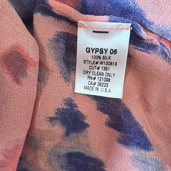 Gypsy 05 Silk Tie Dye Sheer Blouse Womens Medium Shirt Boho Drop Shoulder Top - Picture 7 of 9